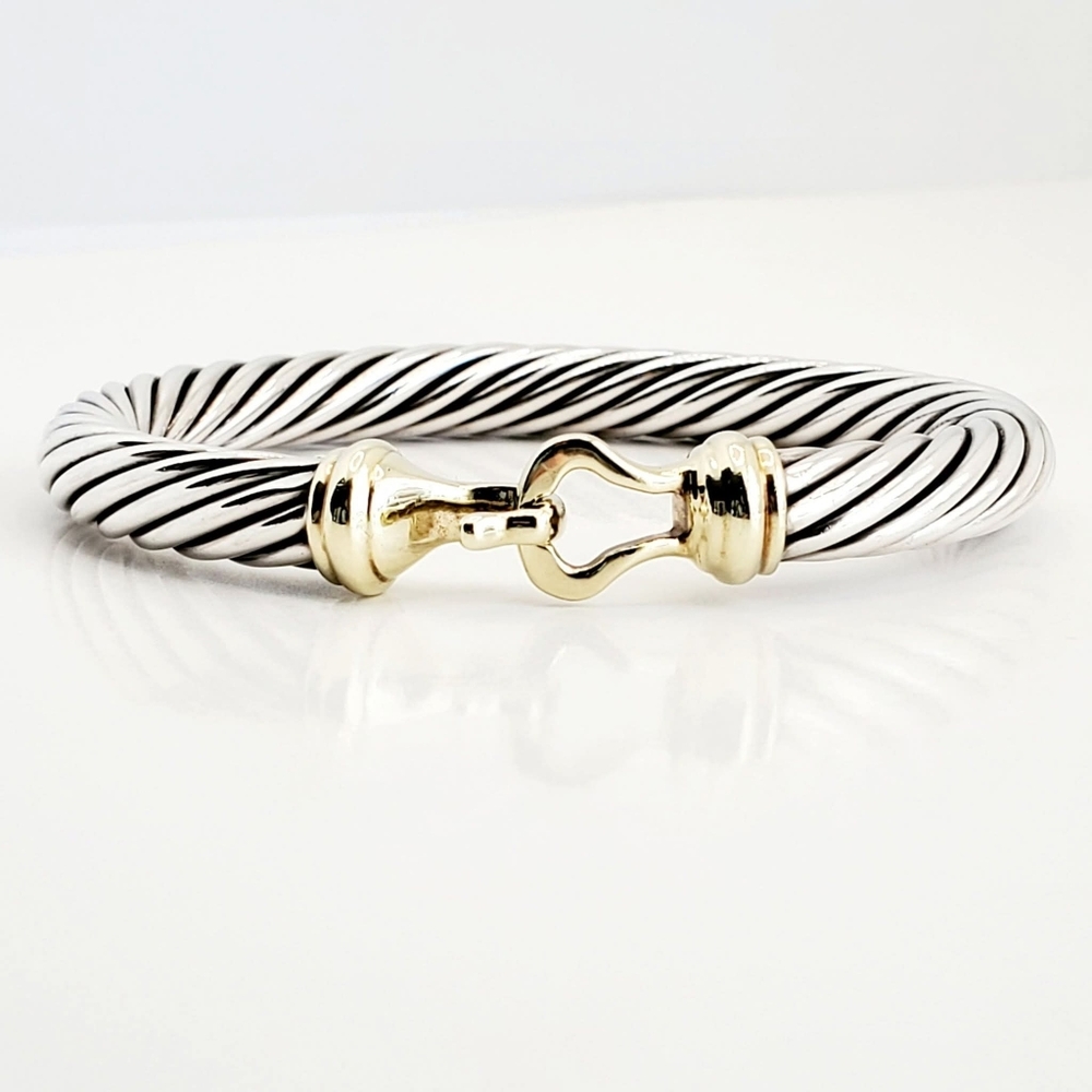David Yurman 7mm Cable Gold Buckle Bracelet